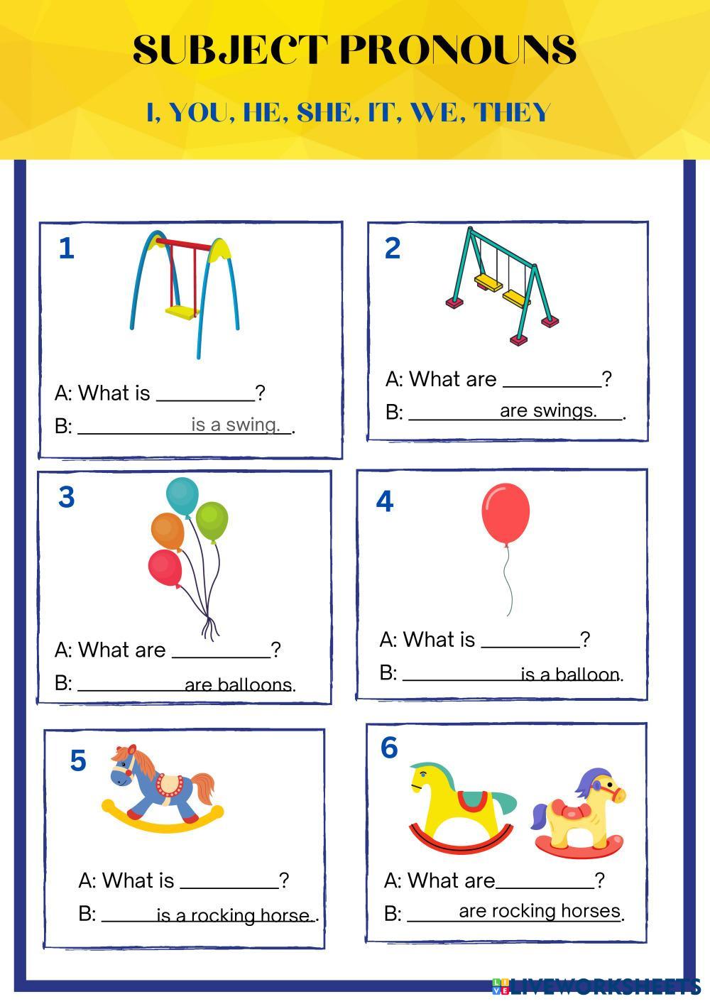 Subject Pronouns Live Worksheets