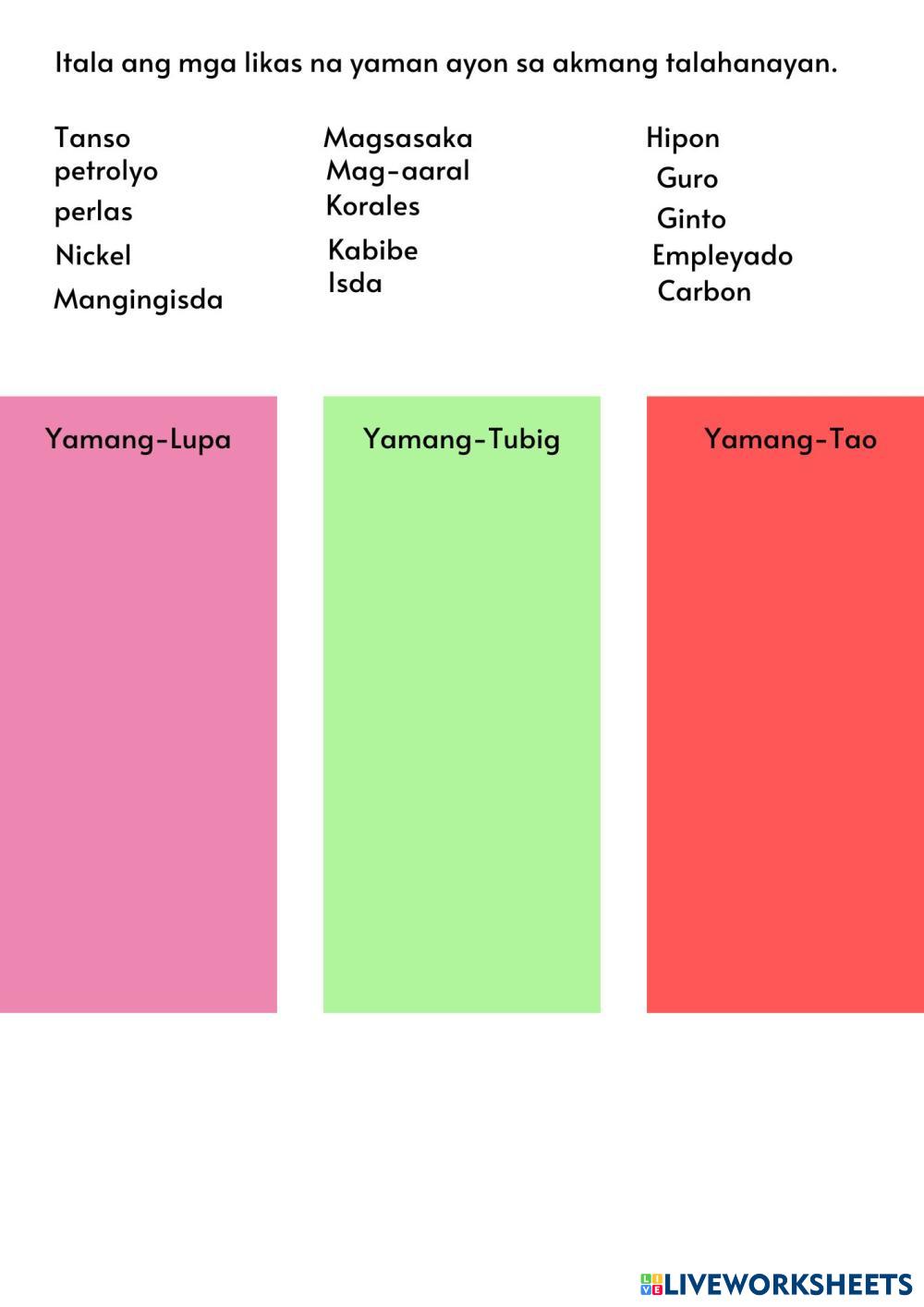 Yamang Lupa Tu Free Interactive Worksheets 7624855