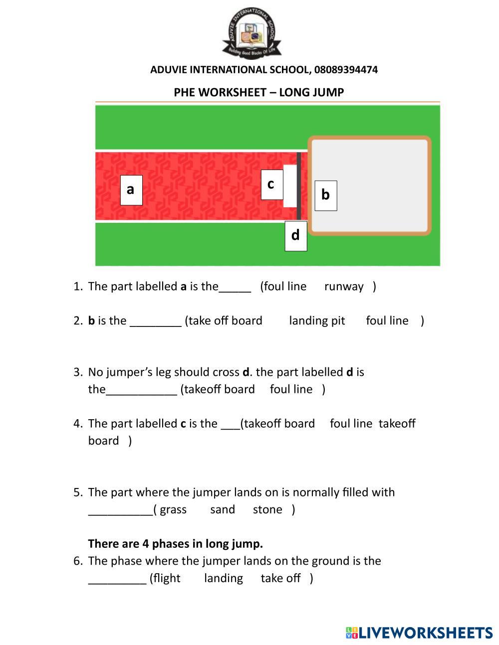 Long jump | Free Interactive Worksheets | 7625664