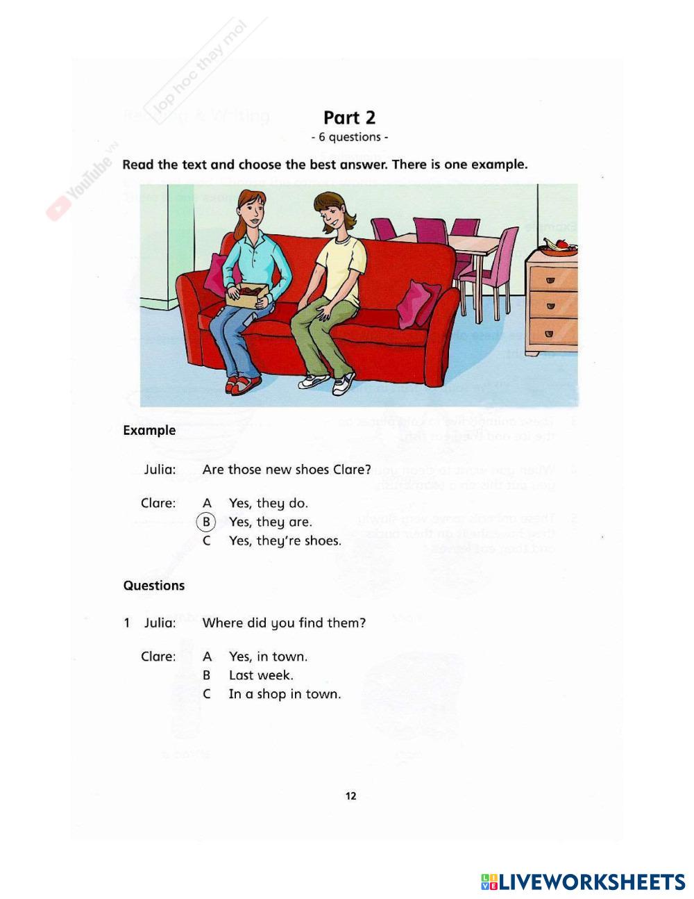 Movers Oxford - Reading & Writing - FULL TEST 1 | Live Worksheets