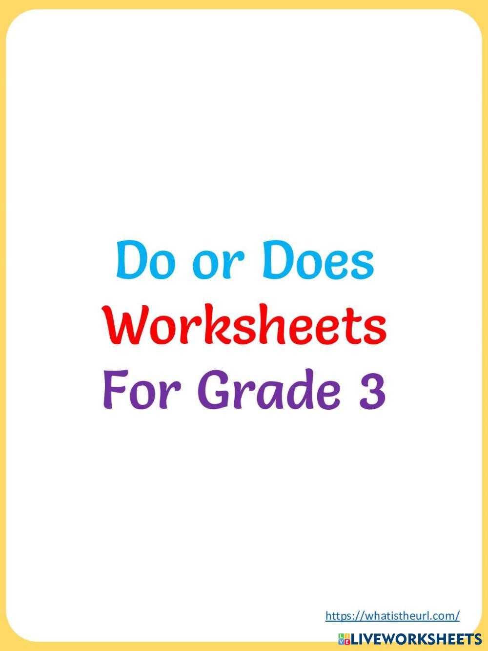 Do or does worksheet | Live Worksheets