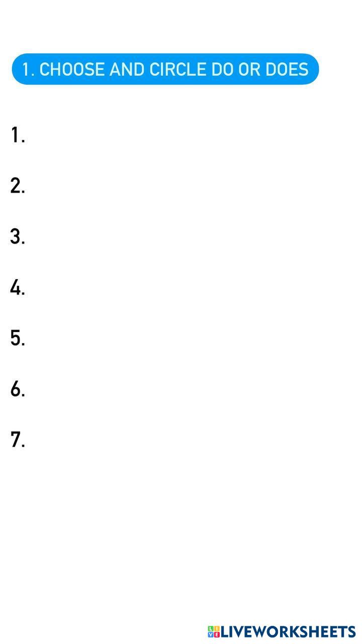 Do or does worksheet 7630614 | Karina Dovka | Live