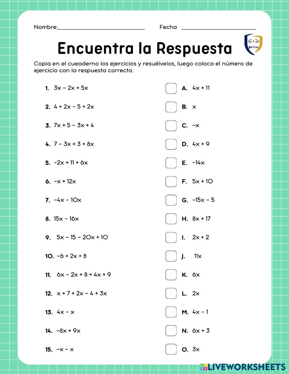 Free Algebra Worksheets Year 7