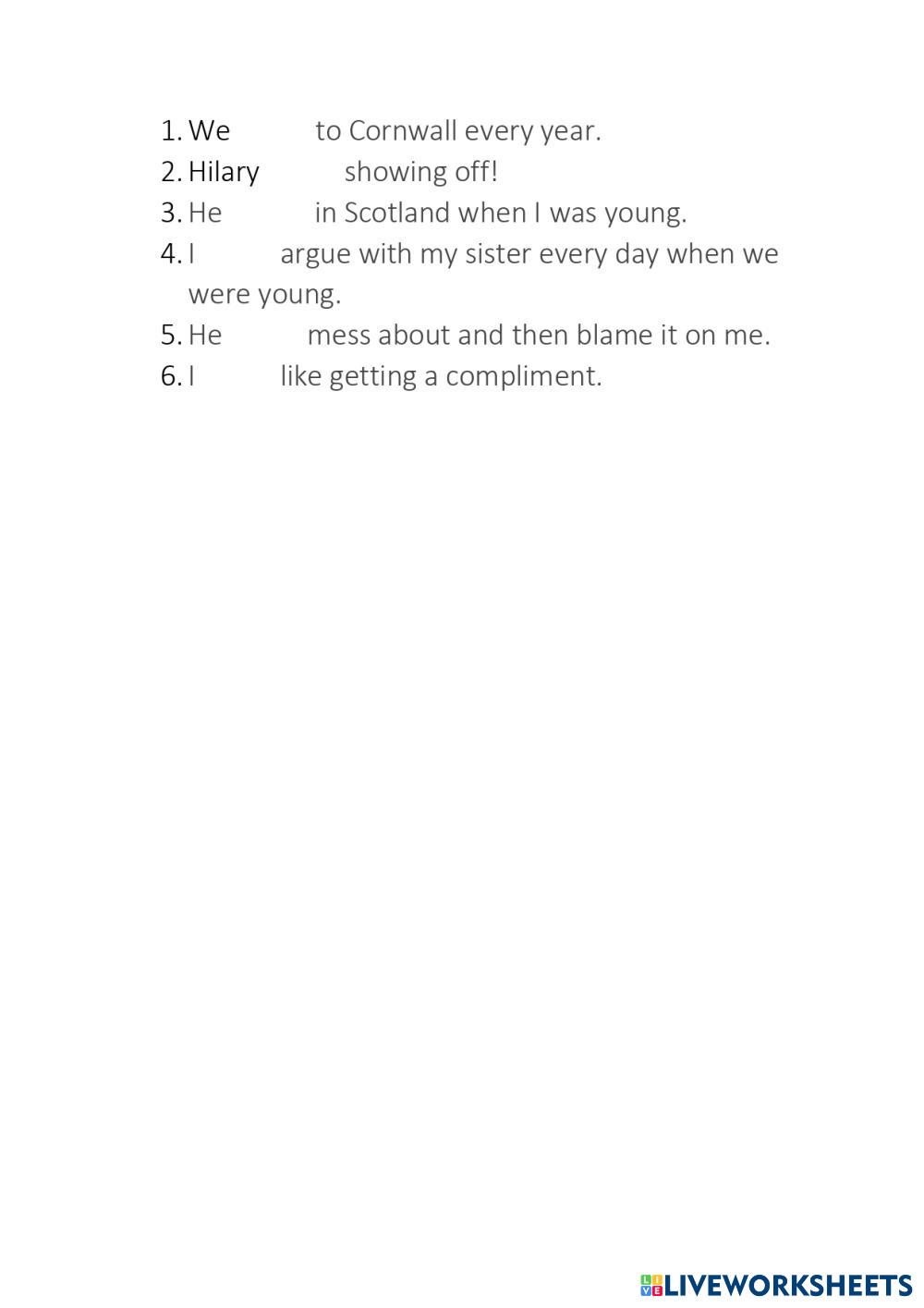 Extra practice grammar 1 live worksheets