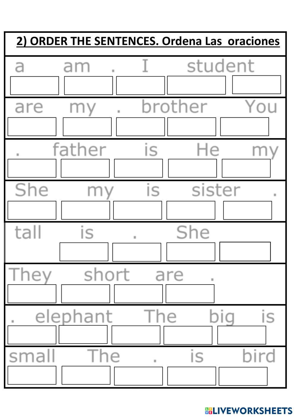 Sentence buildi Free Interactive Worksheets 7664747