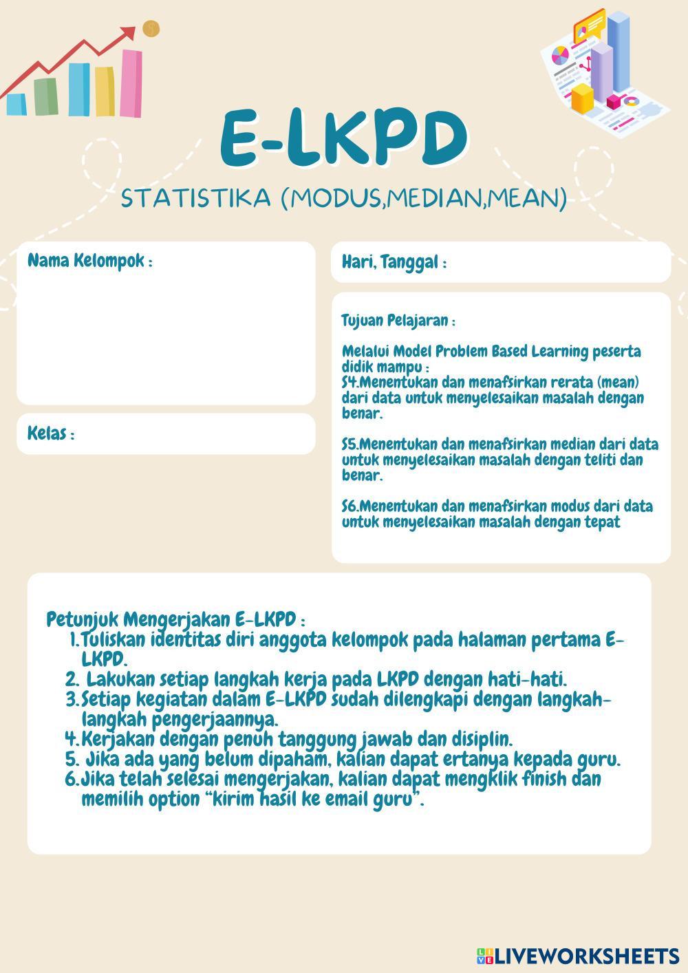 E-LKPD Statistika (modus,median,mean) | Live Worksheets