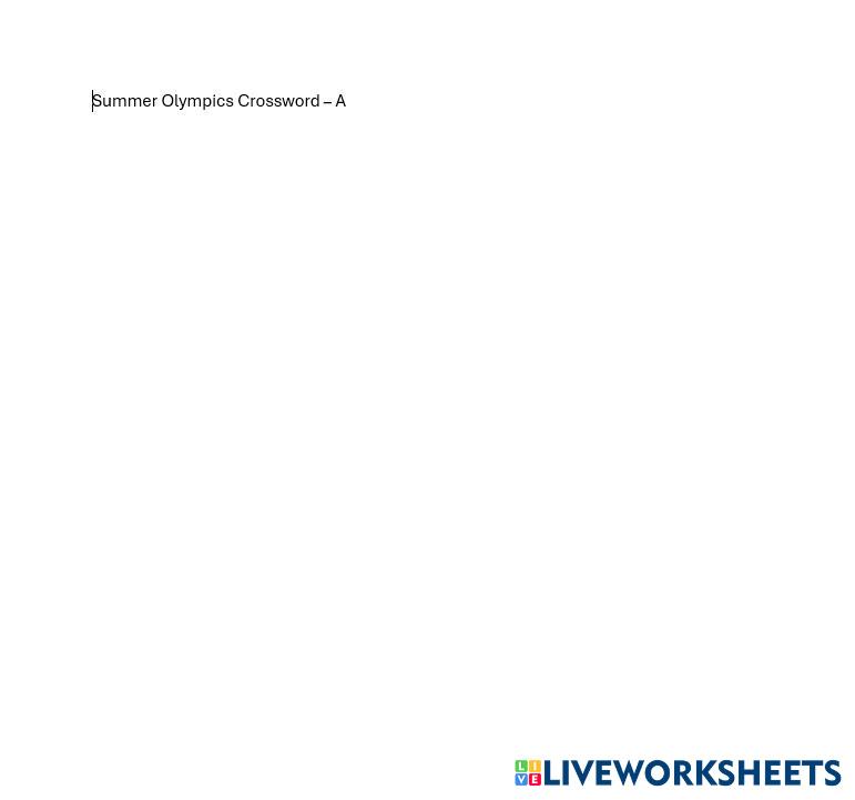 Half Crossword Sports A Live Worksheets