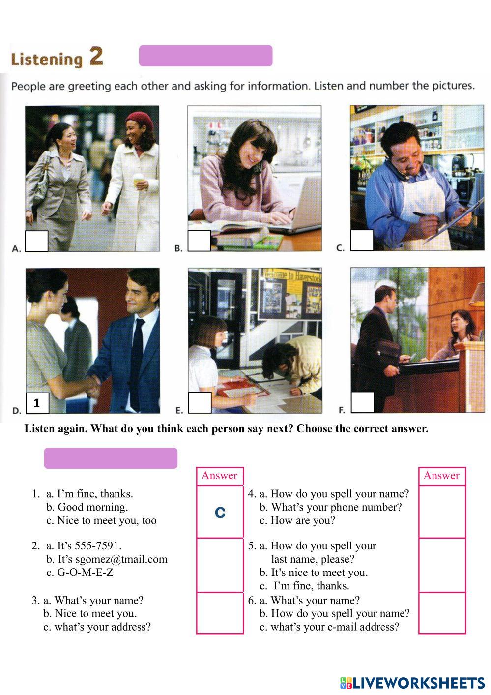 Introduction and name | Live Worksheets