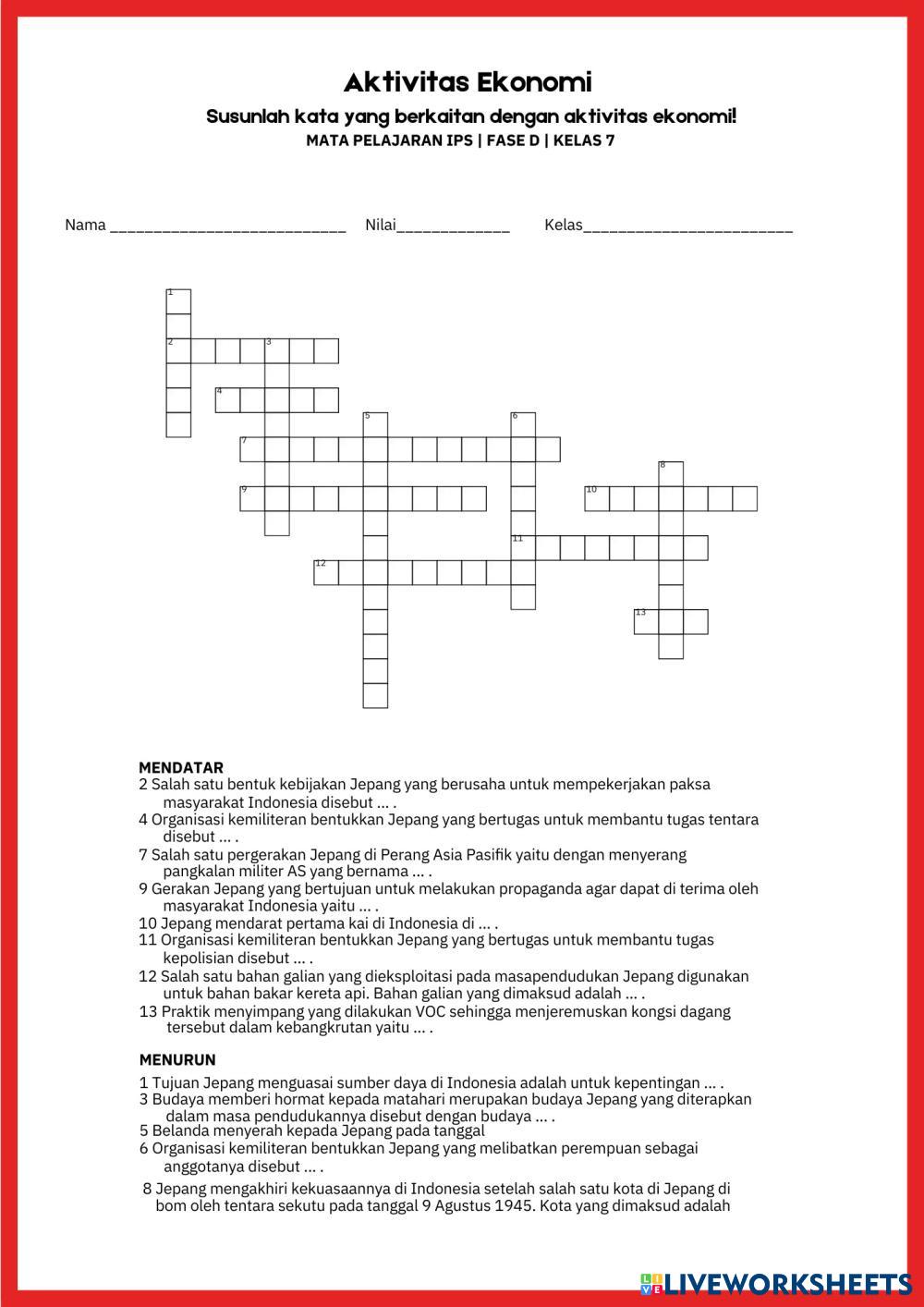 Aktivitas Ekonomi Live Worksheets Aktivitas Ekonomi Live Worksheets