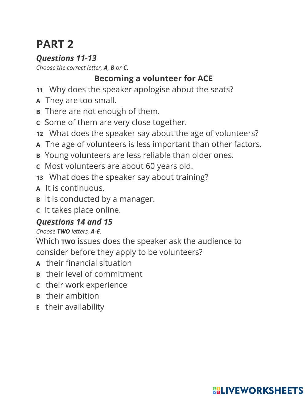 IELTS Listening Live Worksheets IELTS Listening Live Worksheets