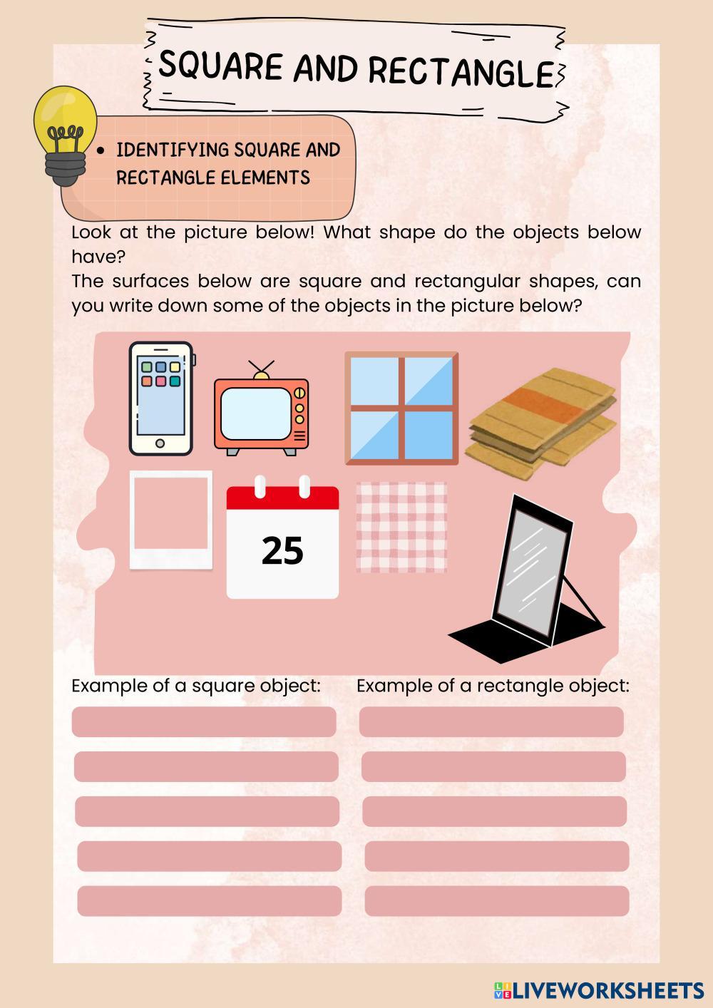 7725594 | STUDENT WORKSHEETS: SQUARE AND RECTANGLE