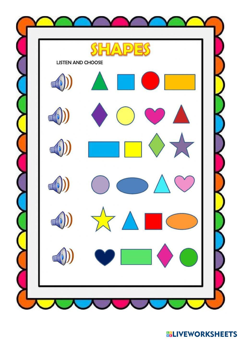 Identify the correct shape Live Worksheets
