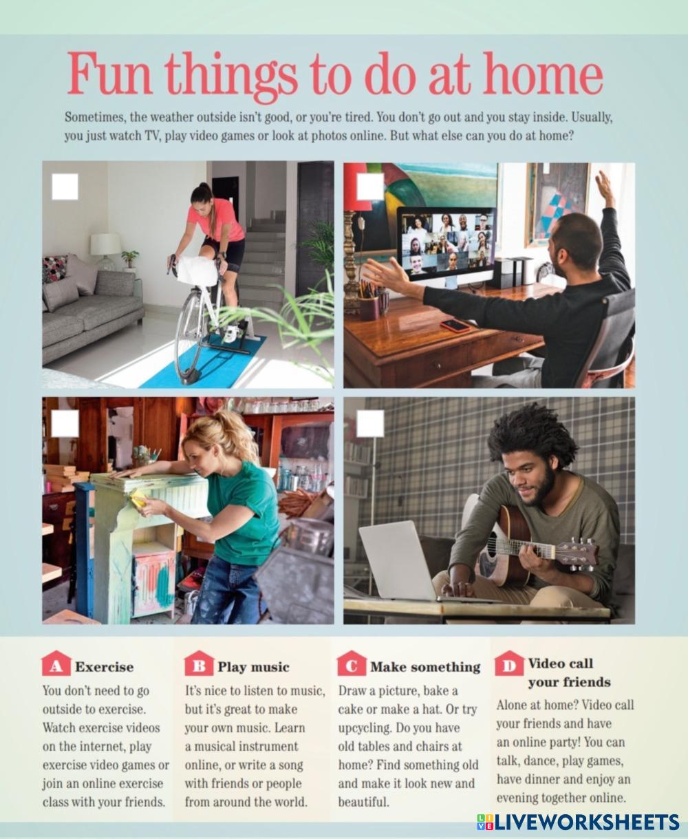 Indoor - outdoor activities | Luis | Live Worksheets