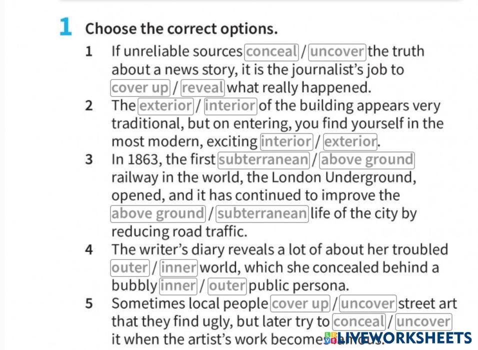 Above and below the surface | Live Worksheets