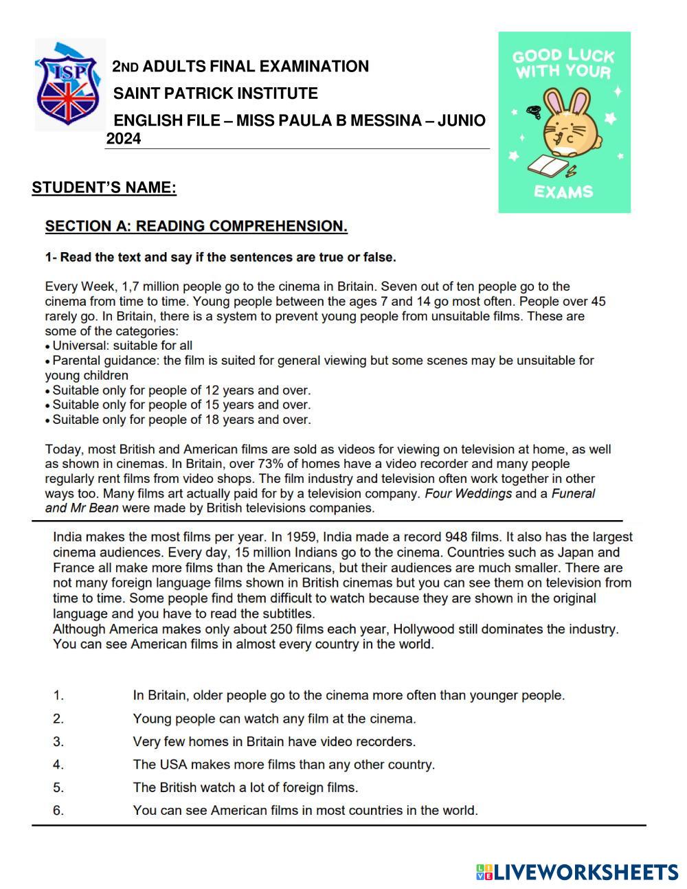 2nd ADULTS FINA Free Interactive Worksheets 7756872