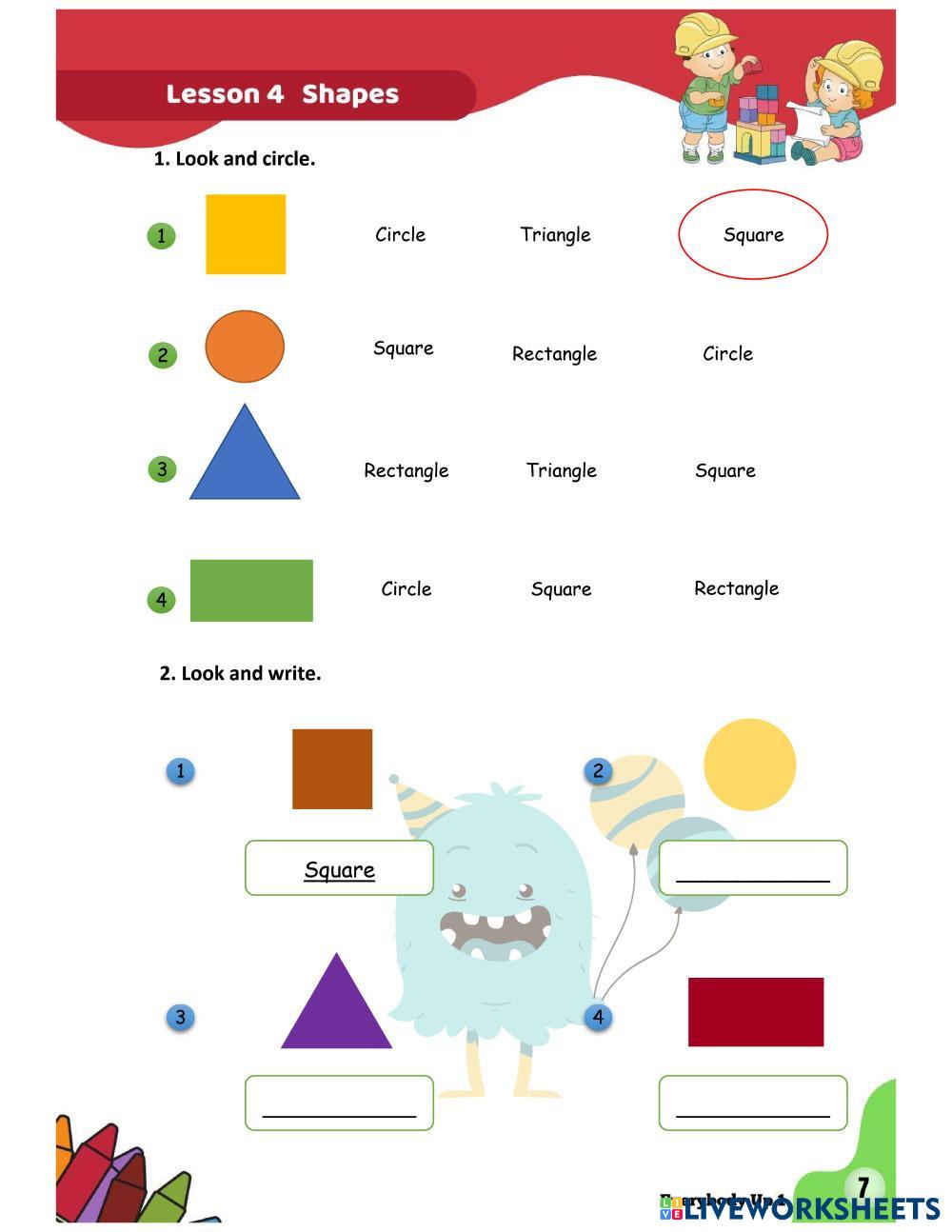 Everybody up 1 Shapes Live Worksheets