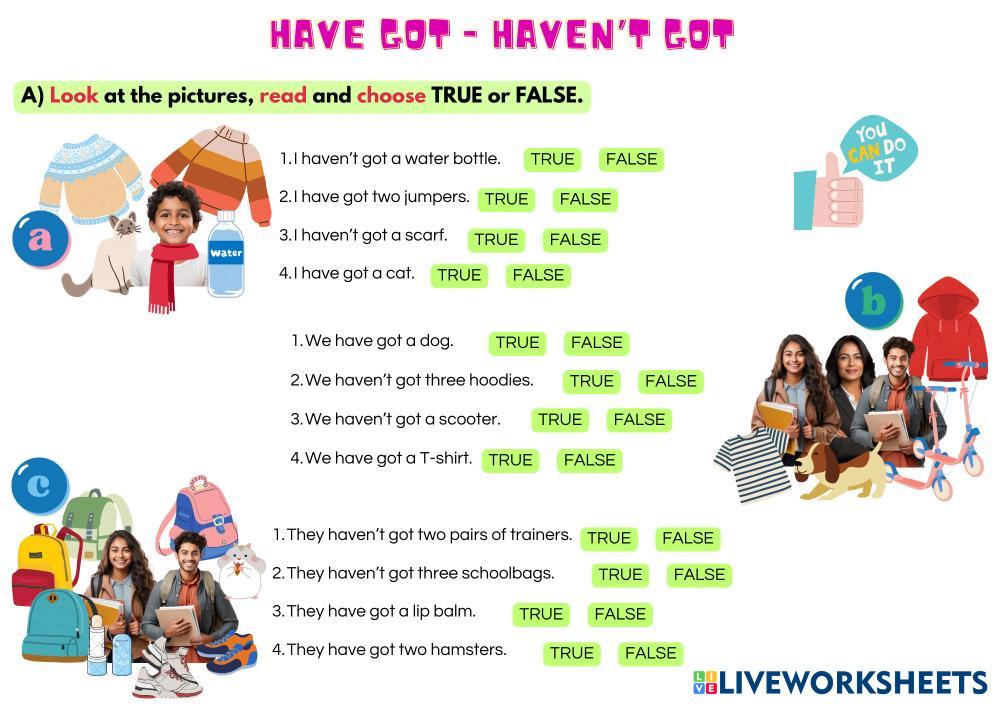 Have got - Have… | Free Interactive Worksheets | 7757036
