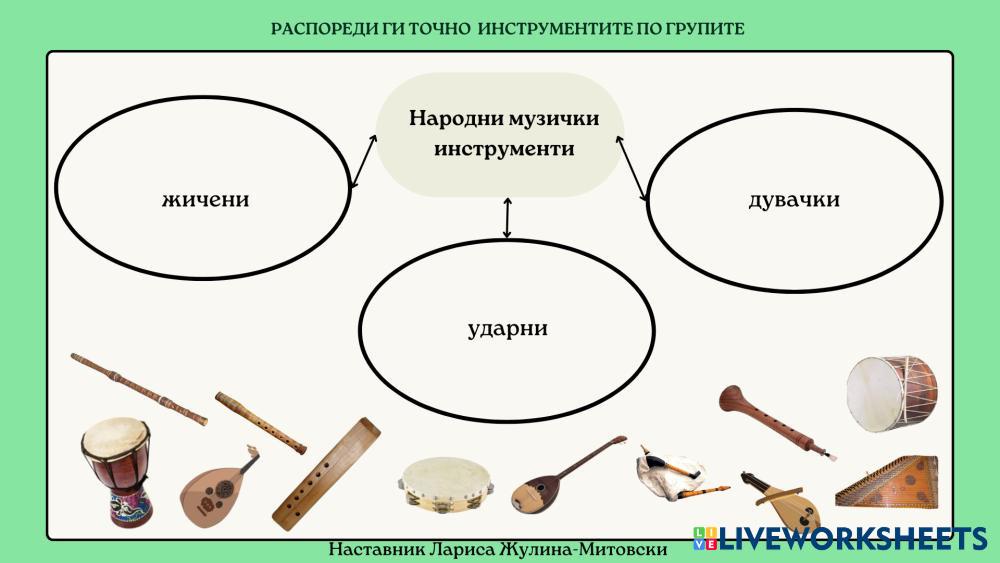 4) Интерактивен наставен лист Утврдување на народни музички инструменти ...