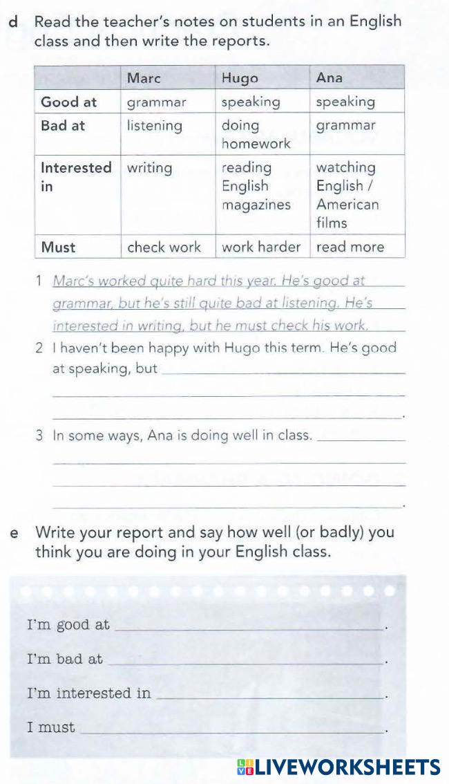 7C ex 2 (d) (e) | Mary | Live Worksheets