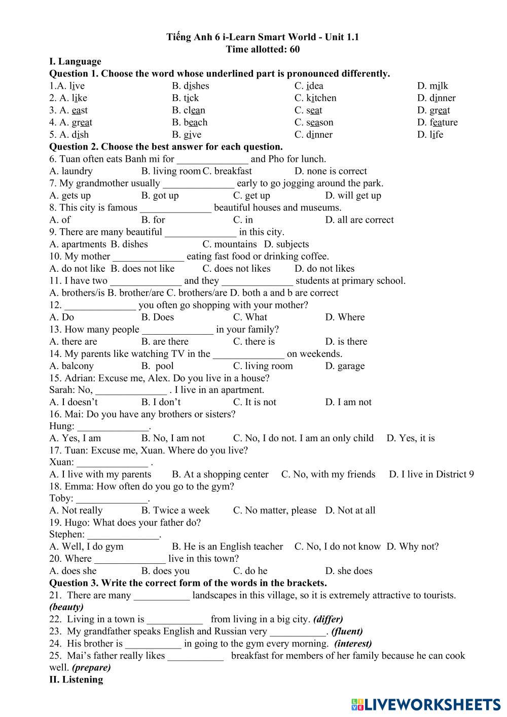 I learn smart world 6 unit test unit 1b 7794490