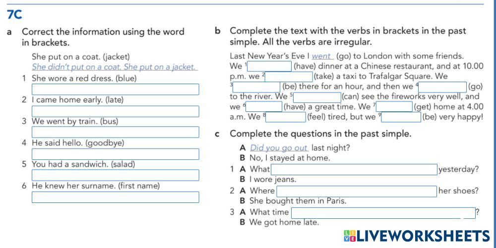 7C | Live Worksheets