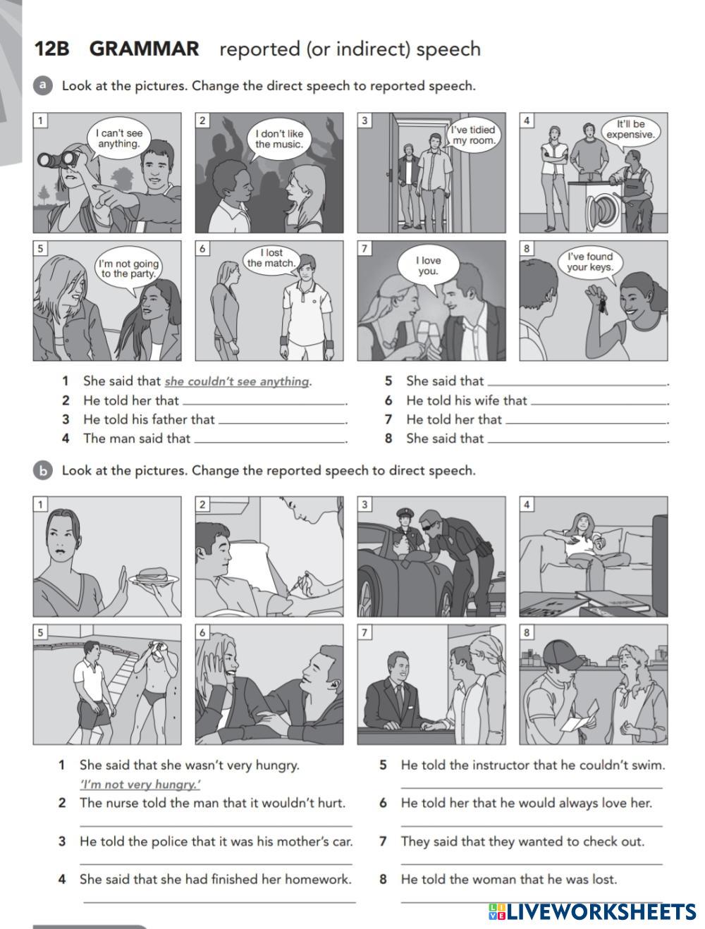 Reported speech | Mohammed Daleq | Live Worksheets