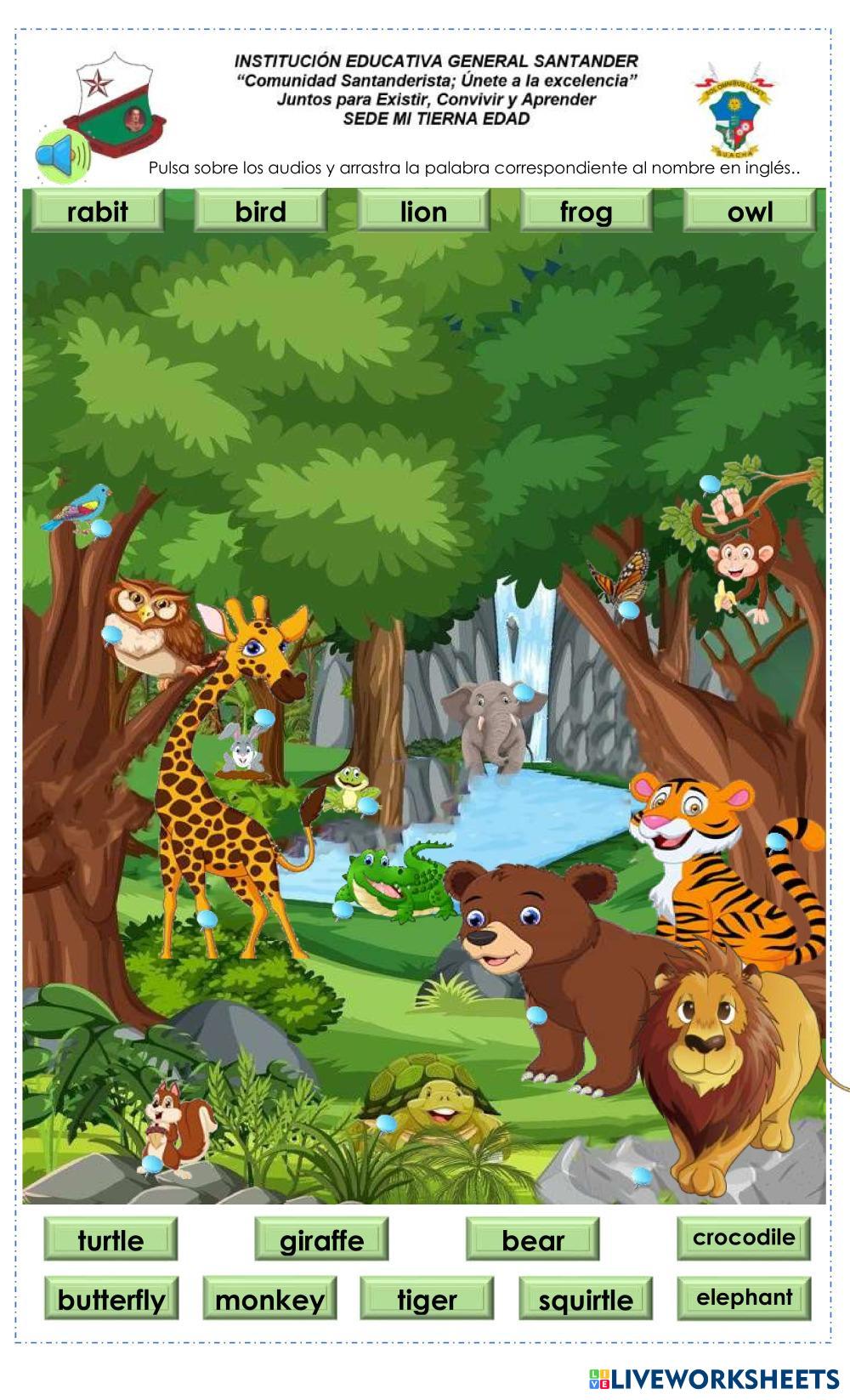 Animales en ing… | Free Interactive Worksheets | 1261593, image size:1000x1647