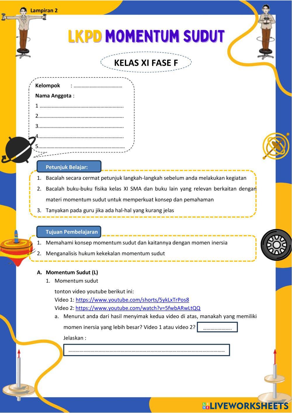 LKPD Momentum S… | Free Interactive Worksheets | 7915755