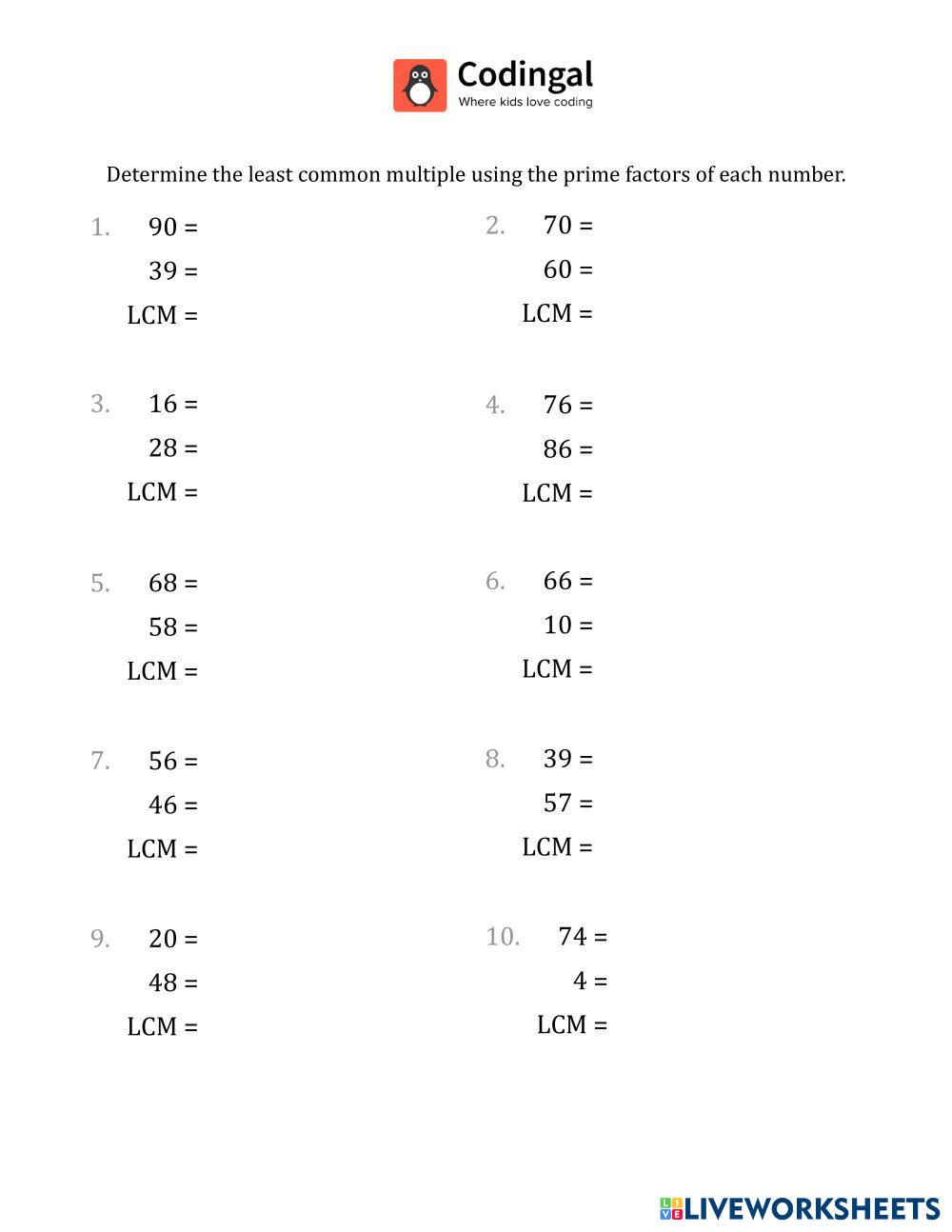 7863033 | Least Common Multiple using Prime Factorization