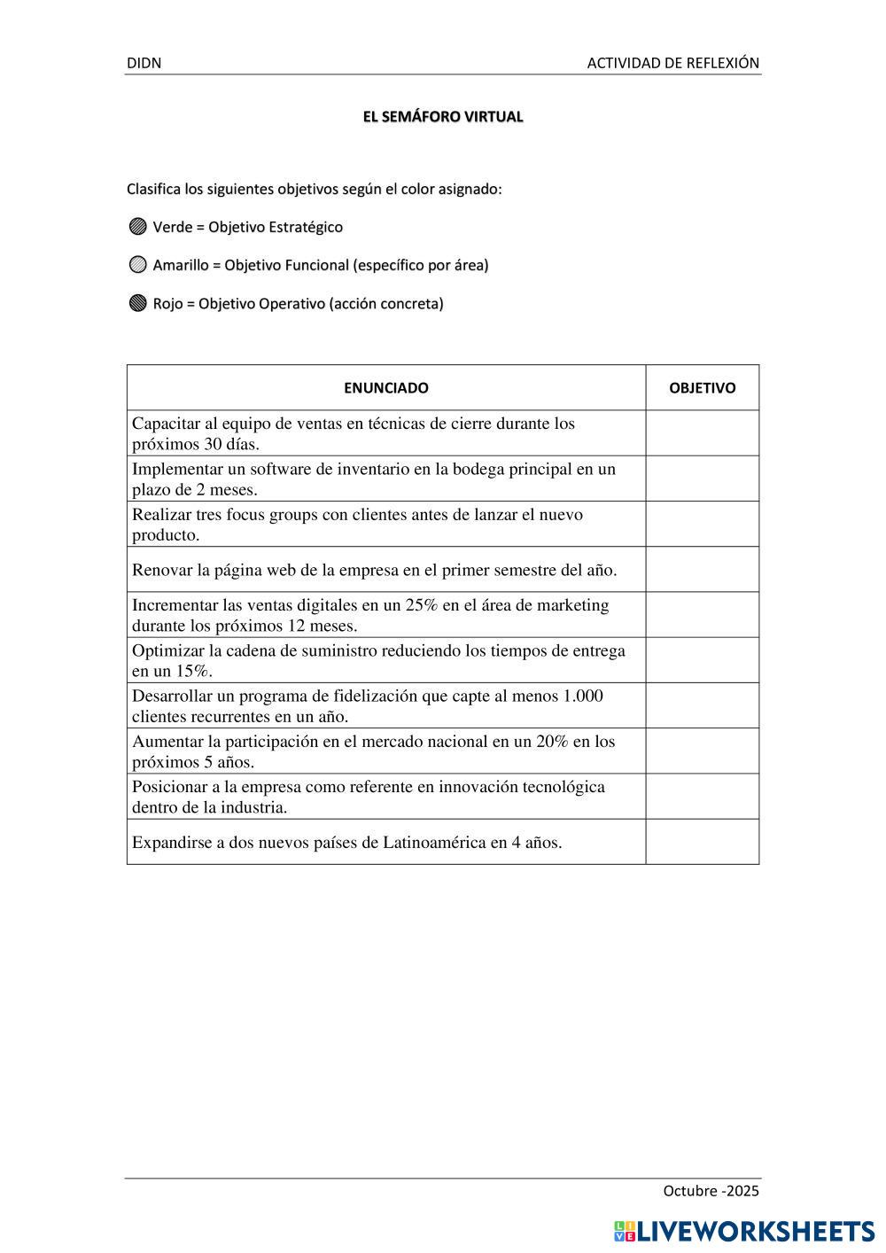 Objetivos Science Worksheets 8242722