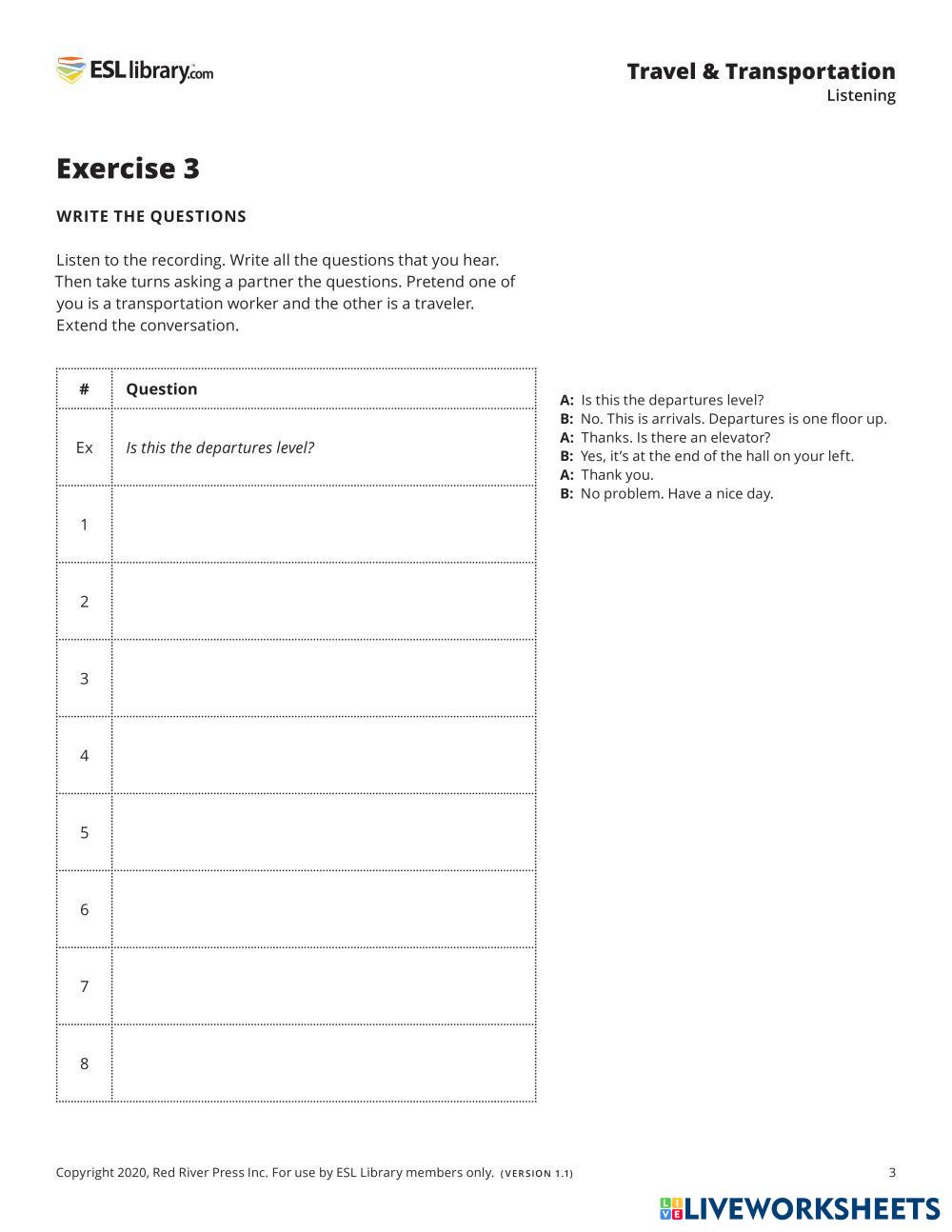 TRANSPORTATION ESL Worksheets 8244081
