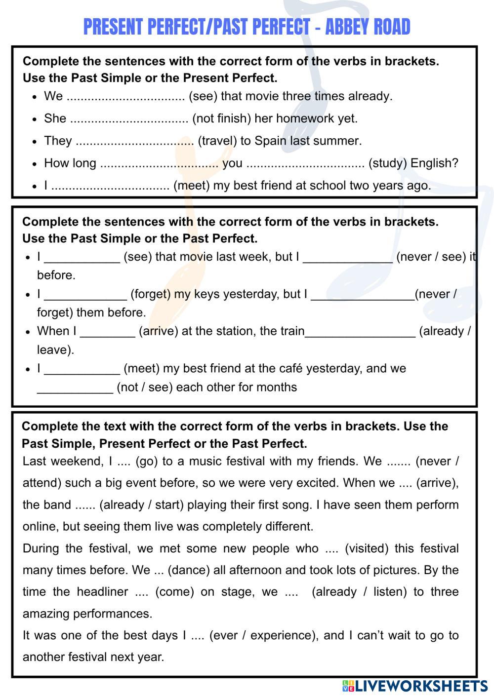 Present Perfect ESL Worksheets 8249394