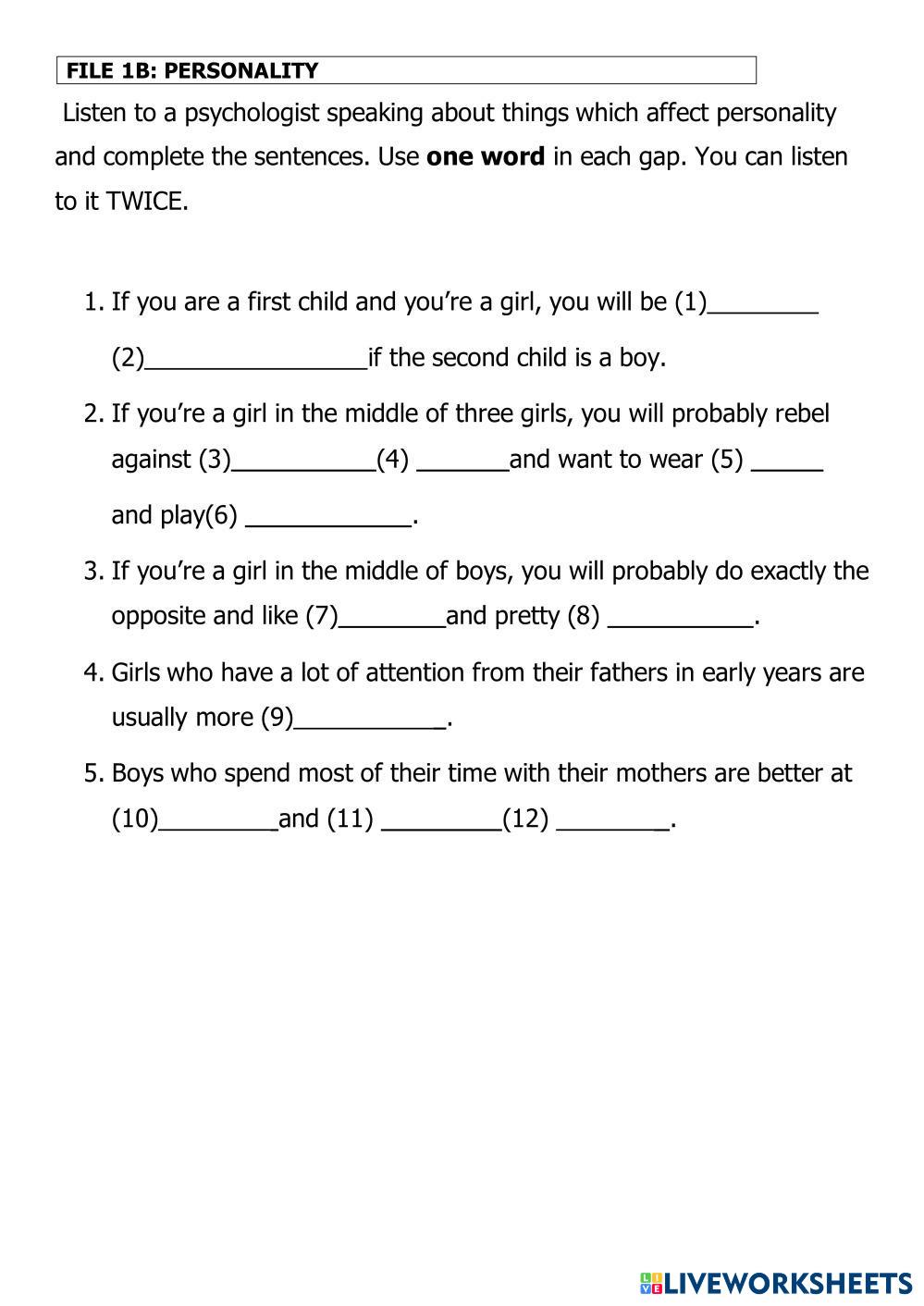 FILE 1B LISTENI ESL Worksheets 8250340
