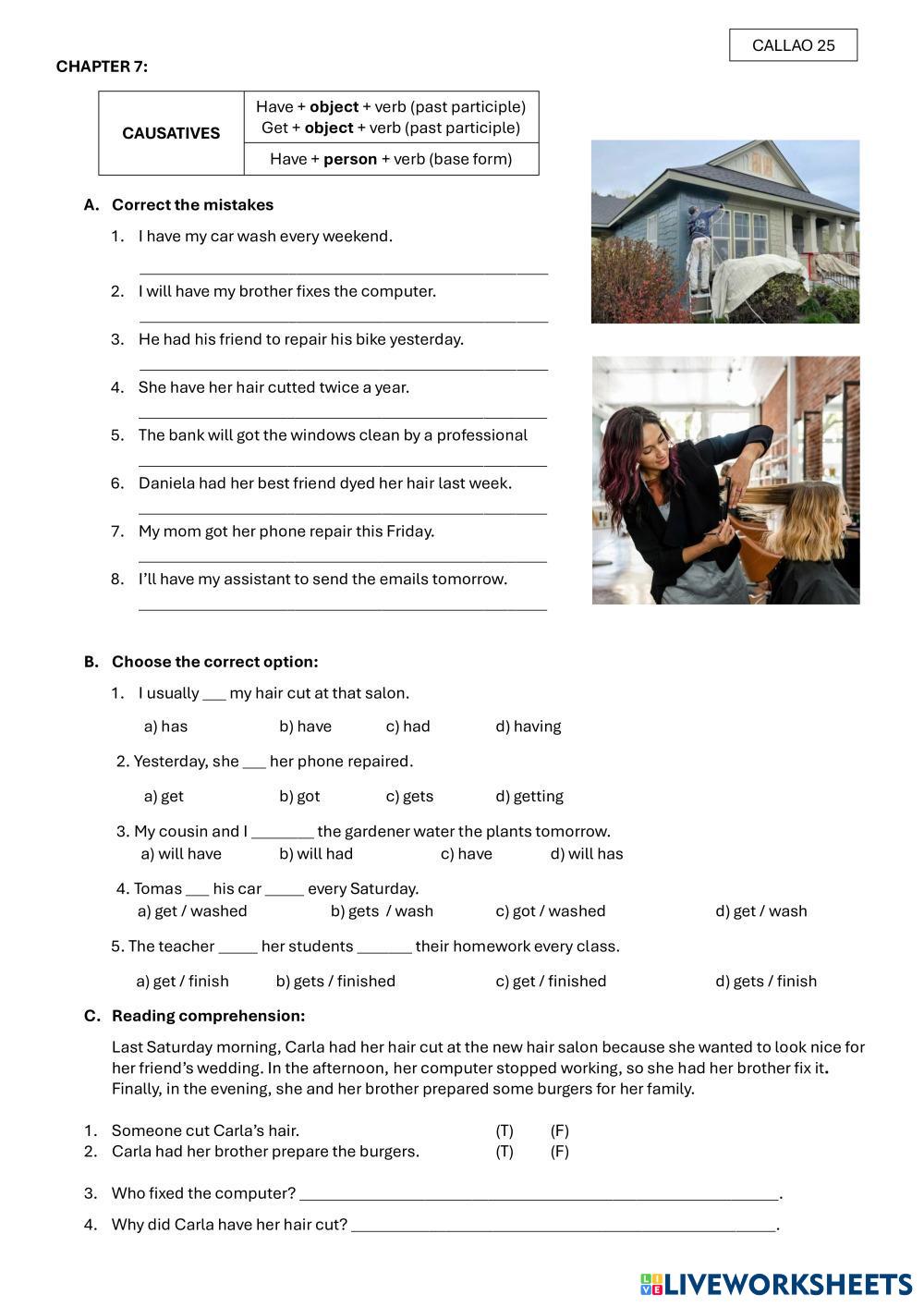 Chapter 7 Cau ESL Worksheets 8250728