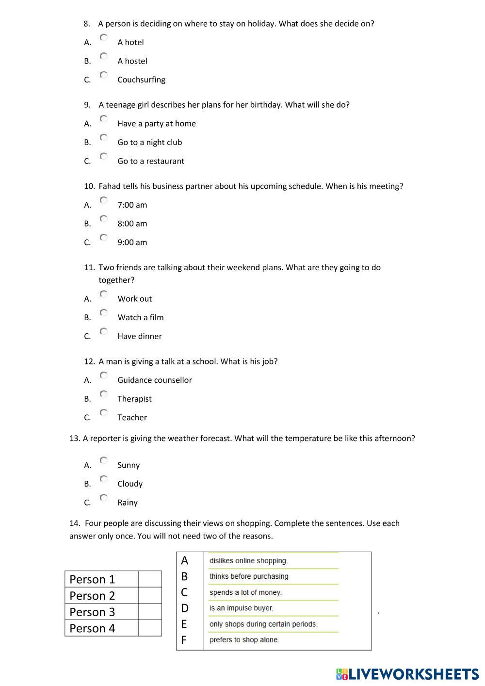 aptis listening ESL Worksheets 8252779