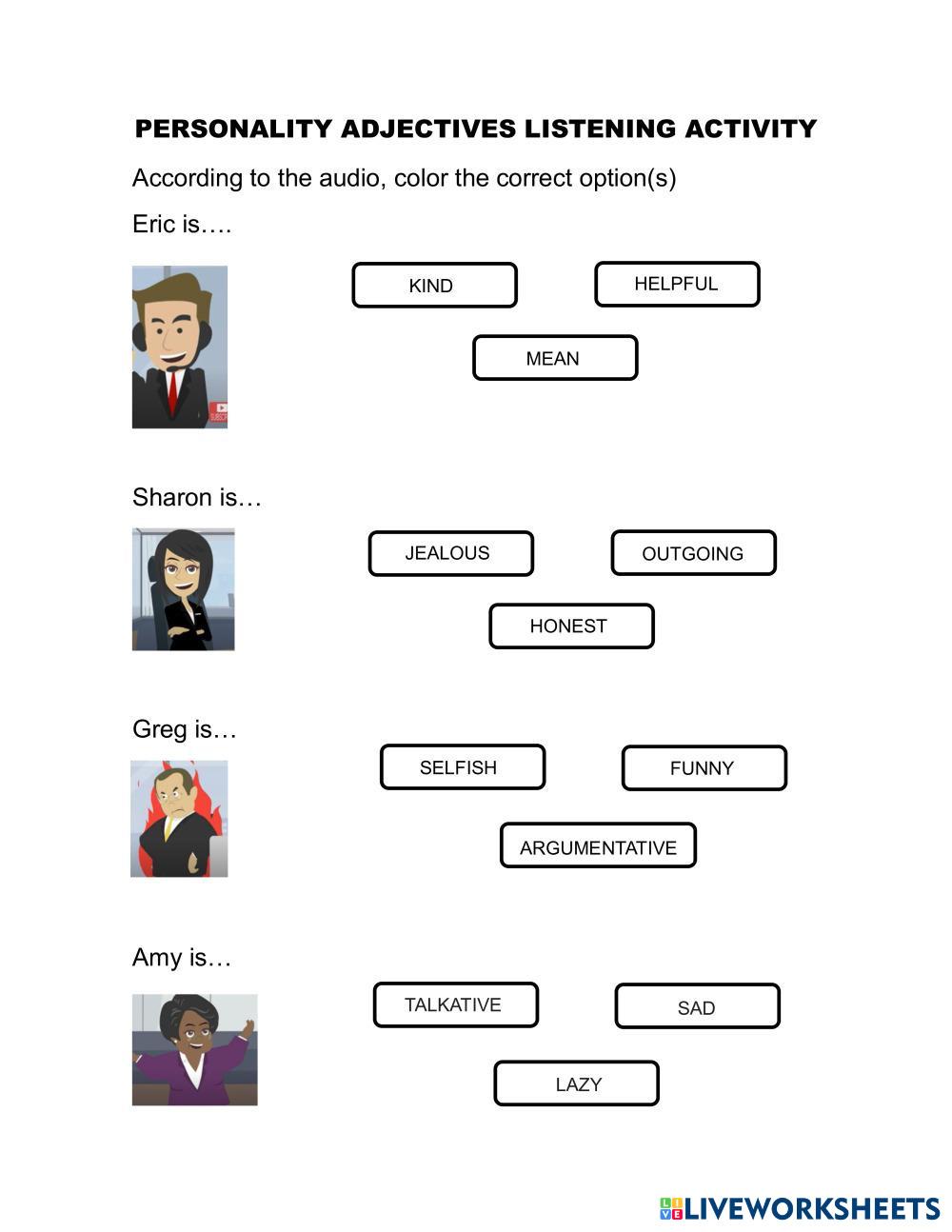 8026313 | PERSONALITY ADJECTIVES LISTENING | Daniela