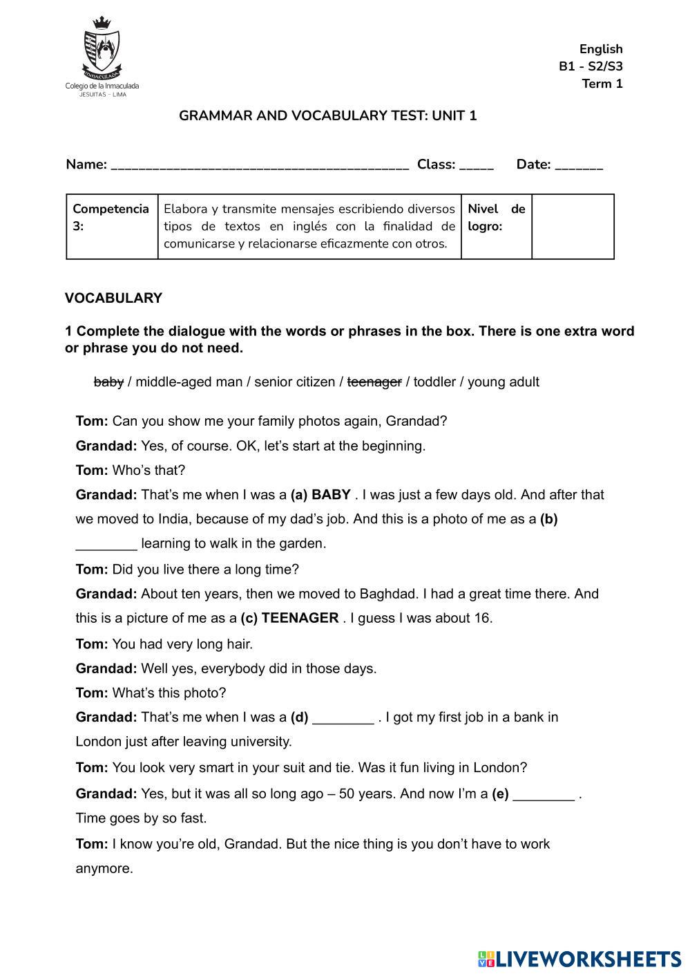GRAMMAR AND VOCABULARY part 2 | LiveWorksheets | 8112379