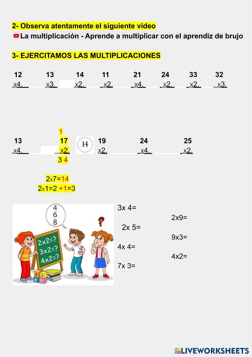 Multiplicaciones | Math Worksheets | 8129316