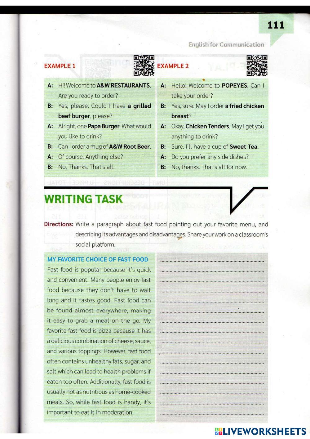 Unit 6 Dinning ESL Worksheets 8214489