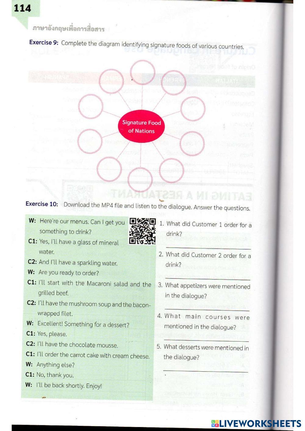 Unit 6 Dinning ESL Worksheets 8214489