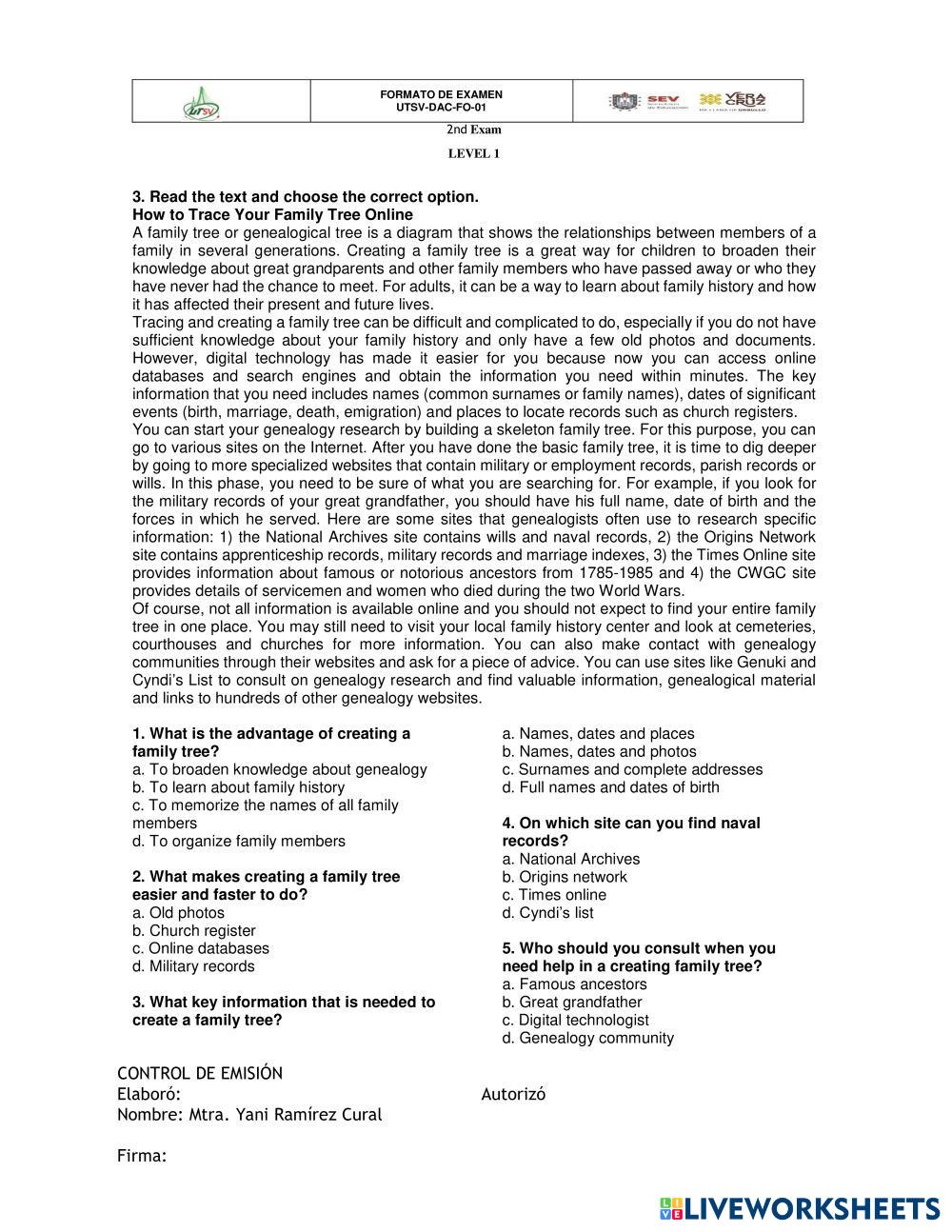 level 1 2nd par ESL Worksheets 8217109