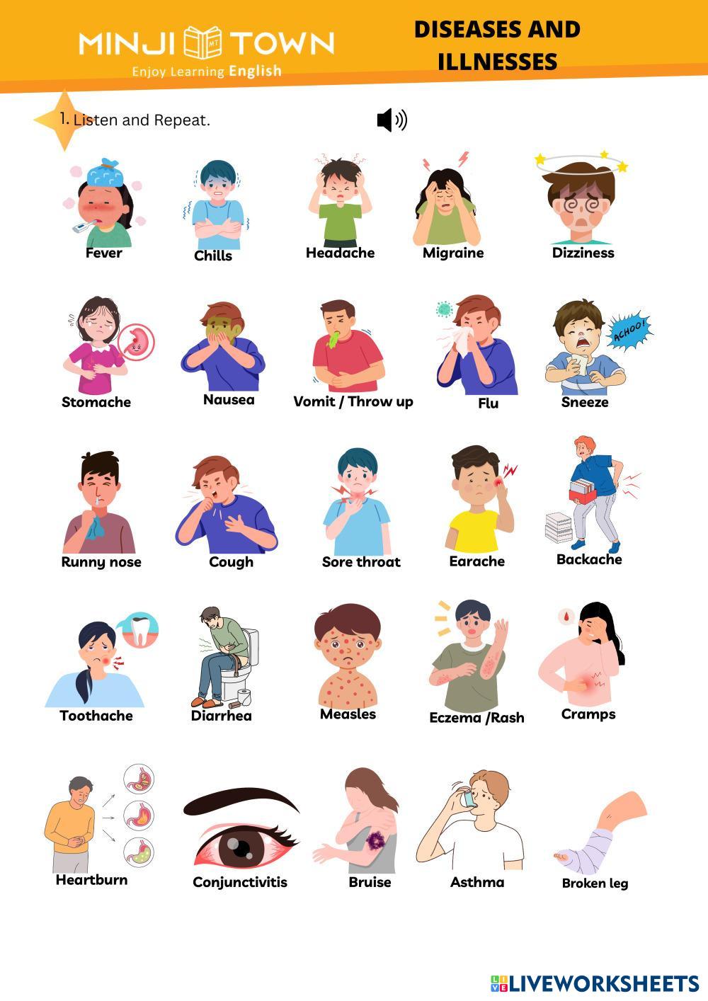 ILLNESS VOCABUL ESL Worksheets 8217900