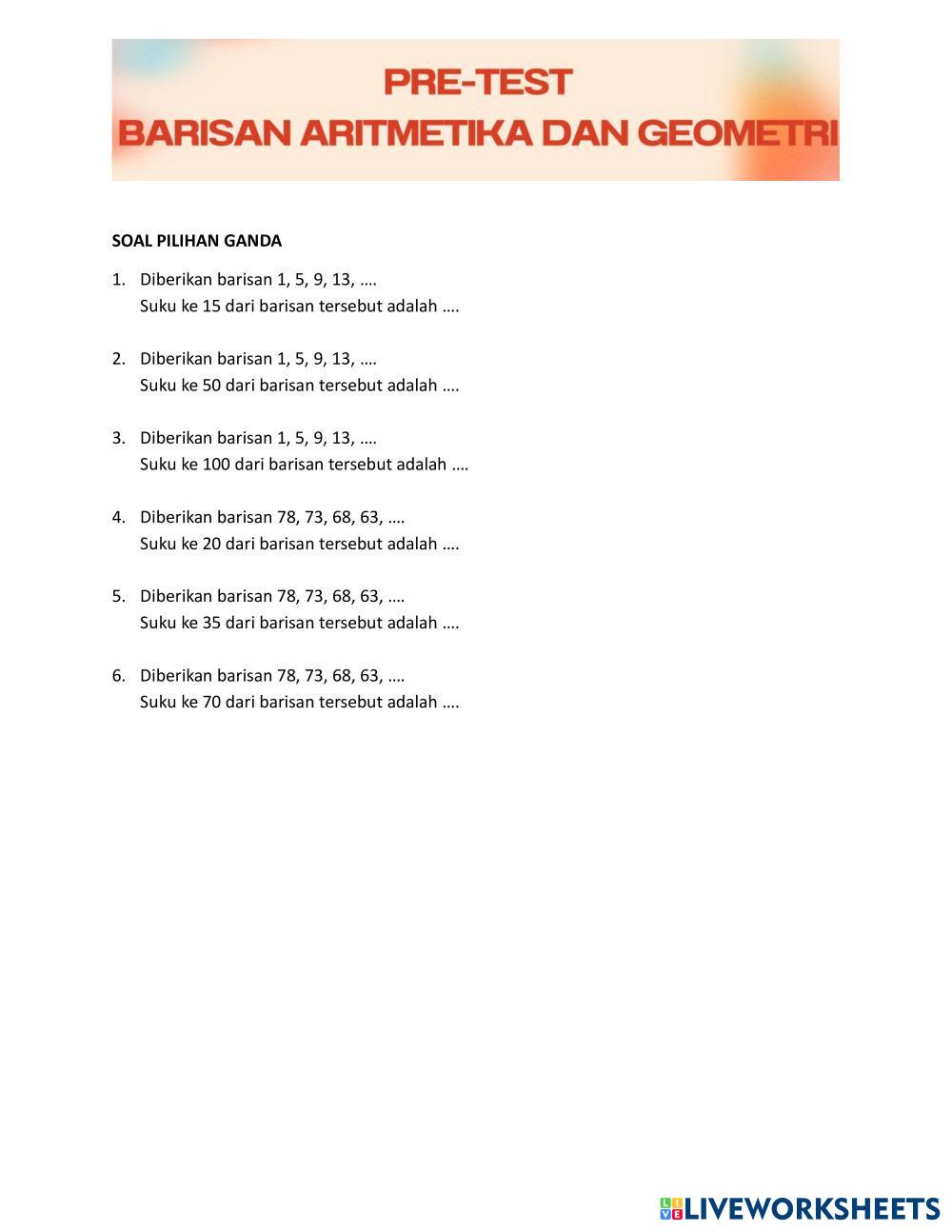PRE TEST MATEMA… | Math Worksheets | 8230336
