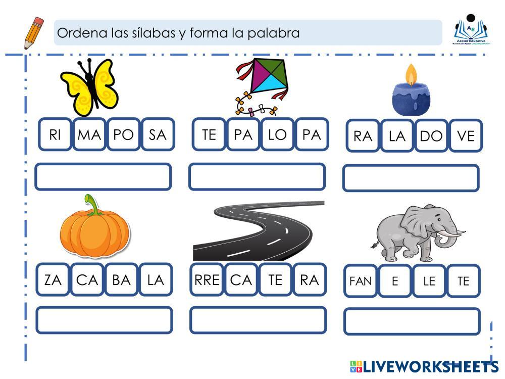 Material para ordenar sílabas recopilado por Materiales Educativos para Maestras.pdf