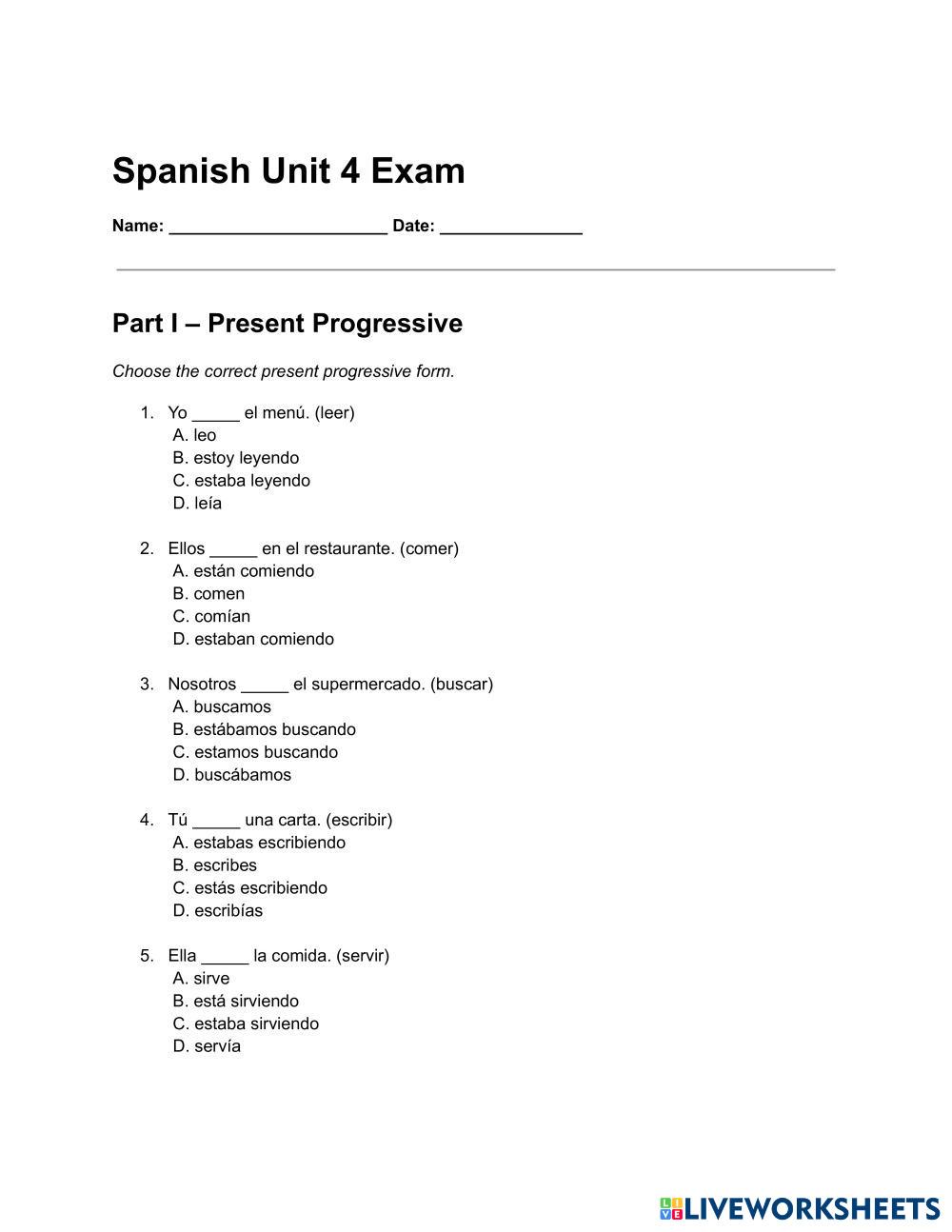 Spanish Unit 4 Exam.pdf