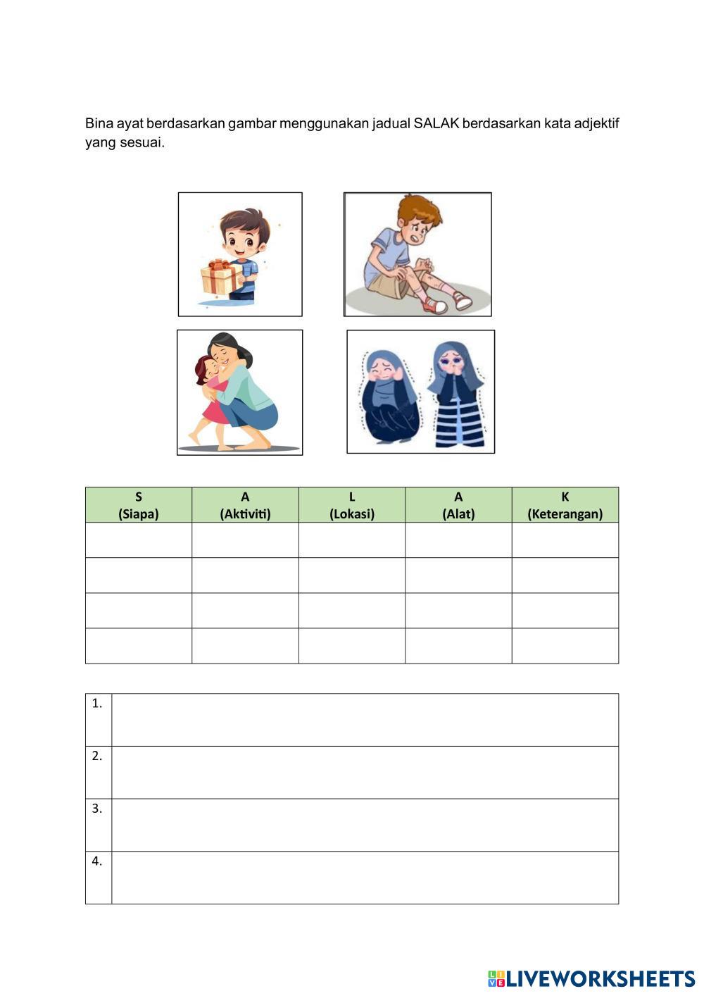 Bina ayat berdasarkan gambar menggunakan kata adjektif yang sesuai.pdf